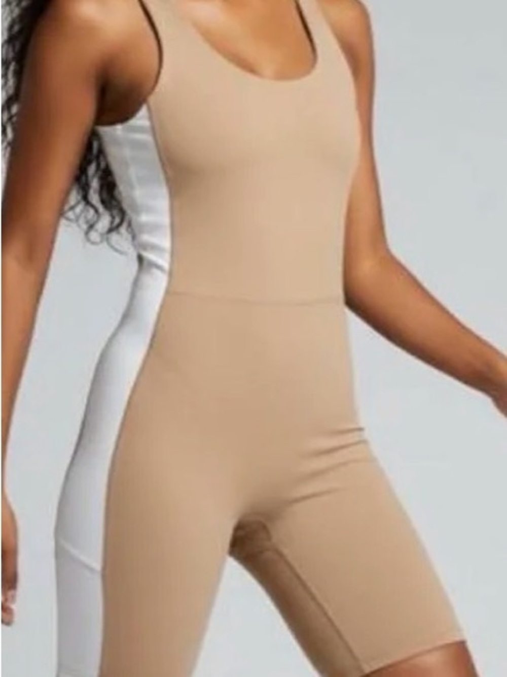 Body Glove Beige and White Sculpting Biker Jumpsuit